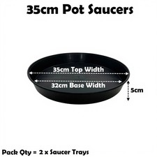35cm Plant Pot Saucer Black High Deep Litre Drip Watering Tray Trough Qty = 2 Watering Trough price