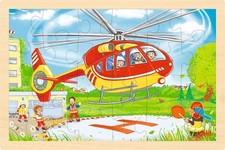 Goki houten puzzel speelgoed helicopter en brandweerauto Houten Speelgoed price