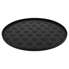 Black Silicone Dog Food Mat Round Raised Edge Pet Feeding Tray For Floors Tray Mat price