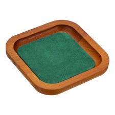 Solid Wood Jewelry Tray, 4"x4"x0.6" Wooden Rectangle Tray with Mat, Green Tray Mat price