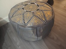 Handmade Pouffe New Genuine Leather Poufe Pouf Footstool Grey Pouf price