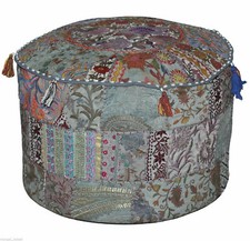 Patchwork Round Foot Stool New Indian Cotton Vintage Ottoman Pouf Cover Handmade Pouf price