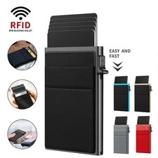Mens RFID Blocking Wallet Slim Credit Card Holder Black Minimalist Auto Pop Up Heren kaarthouder price