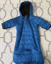 Eddie Bauer Baby Snowsuit Bunting 6-9 Months Sherpa Lined Hooded Blue One Piece Baby Snowsuit price