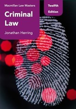 Criminal Law (Hart Law Masters), Jonathan Herring Criminal Recht price