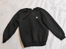 Shein Boys Sweatshirt Size 7 Yrs Black Cable Knit Textured Long Sleeve Top Crew Jongens sweatshirt price
