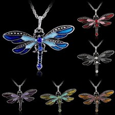 Hot Dragonfly Charm Rhinestone Pendant Chain Necklace Wedding Jewelry Costume Costume Ketting price
