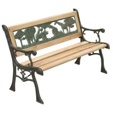 2 Seater Wooden Garden Bench Children / Kids Cast Iron Animal Design Patio Out Tuin Bench price