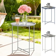 46cm Round Garden Table Side Table with Removable Tray, Folding Legs Tuin Bijzettafel price