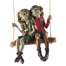 Pixie Couple Hanging Swing, Sculpture Elf Garden Decor Hanging Figurine Tuin Swing price
