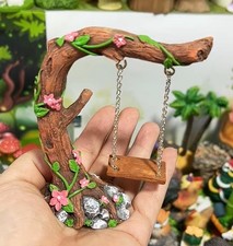 Miniature Dollhouse Fairy Garden 4" Flower & Vine Tree w/ Swing - Buy 3 Save $5 Tuin Swing price