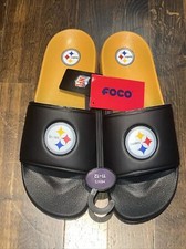 New Mens Pittsburgh Steelers Logo  Black Yellow Slides Foco Sandals Size 11/12 L Heren slippers en sandalen price