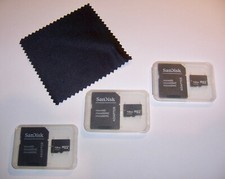 Lot of 3 New 128mb Micro SD Memory Cards, 128 mb MicroSD + Cleaning Cloth - USA Geheugen Cards price