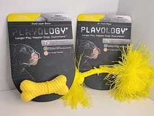 (2)Playology Dri-Tech Rope Dog Toy & Bone Natural Chicken Scent for Small Dogs Tech Speelgoed price
