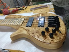 Left Handed 5 String Electric Bass Guitar Burl Maple Veneer Neck Through Body Bass Guitar price