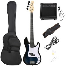 SPORTNOW 4 String Full Size Electric Bass Guitar for Beginner with Amp, Blue Bass Guitar price