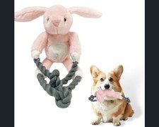 Dog Toy Rabbit Plush with Rope Pink Bunny NEW*FREE SHIP Speelgoed Ship price