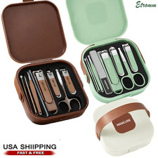 Manicure Pedicure Set 8PCS Nail Clippers Ear Cleaner Cuticle Grooming Kit Case Manicure & Pedicure Set price