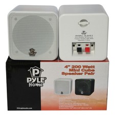 Pair of Speakers Cube Pyle PCB4WT 400 Watt 12 CM For Computer Tablet MP3 White Computer luidsprekers price
