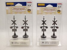 Lemax 2 sets of 2 HO Scale Lighted Railway Lights Crossing Signal 3V DC NOS Inbouw Sets price