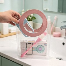 Clear PVC Makeup Brush Tote Bag 14 x 19.5 x 26.5 cm for Travel and Daily Use Make-uptas price