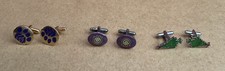 Three pairs of novelty metal cufflinks - Xmas Trees, Purple Ronnie, Paws Cufflinks price