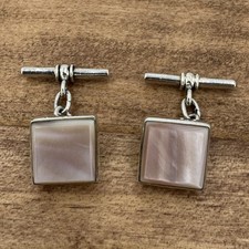 vintage 925 sterling silver cufflinks pink mother of pearl square Cufflinks price