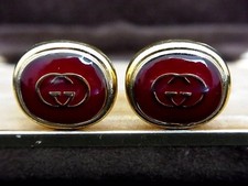 Gucci Cufflinks GG Logo Gold Red Vintage Authentic Deadstock Not Used Cufflinks price