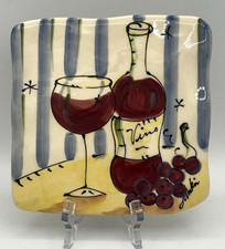 Julia Junkin Trivet Red Vino Wine Tuscany 6.5" Square Hanging 203707 New Trivet price