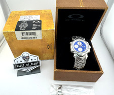 OAKLEY GMT HONED STAINLESS STEEL BRACELET W/ BLUE DIAL FACE WATCH 10-141 RARE Steel Armband price