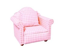 Dolls House Baby Pink Gingham Armchair Miniature Modern Living Room Furniture Baby Kamer meubels price