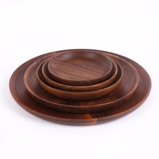 Wooden Round Serving Tray 11 x 11 x 2 cm Natural Brown Food Snack Plate Serving Tray price