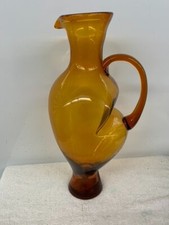 HAND BLOWN  --  AMBER PITCHER,  SHAPE SIMILAR  CORFU, KJELL ENGMAN, KOSTA BODA Pitcher price