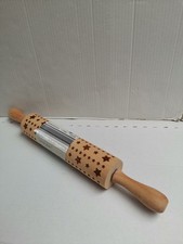 Embossed Rolling Pin Stars Beech Wood Icing Pastry Cookie Dough 17" Long Rolling Pin price