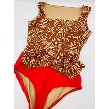 Seea One Piece Swimsuit Women Large Brown pink Floral Ruffle Suit Swimsuit price