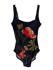 GOTTEX Floral Poppy Print Square Neck Scoop Back One Piece Swimsuit 10 Vintage Swimsuit price