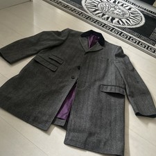 Charlton Gray Overcoat Longline Mens Wool Blend Herringbone Grey Lined XXL Smart Heren overjas price