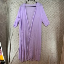 Nightgown Robe Womens L Lavender Purple Sheer Long Midi Length Short Sleeve Dames nachtjapon en badjas price