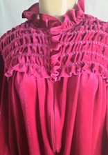 VTG Womens Nightgown Robe Housecoat Fuschia Waffle 1/4 Zip Size M Velour pockets Dames nachtjapon en badjas price