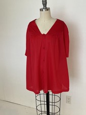Vintage Nightgown Lingerie Robe Kaftan Womens 3XL Vanity FairRed Embroidered Red Dames nachtjapon en badjas price