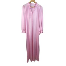 Miss Elaine Womens Nightgown Robe Pink Long Sleeve Ruffle Tie Neck Medium Nylon Dames nachtjapon en badjas price