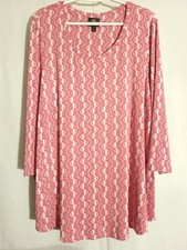 JM Collection-Pink Striped Geo Long Sleeve Round Neck Knit Top Tunic-2X Tunic price