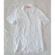 Scandal White Linen Tunic Top Beach Cover Up Medium Lightweight Made in Italy Tunic price