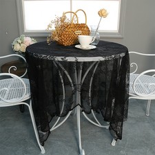 Black Vintage Embroidered Lace Floral Tablecloth Doily Table Cloth Cover Party Tablecloth price