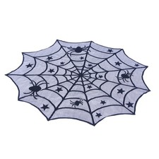Halloween Lace Knitting Spider Web Tablecloth Round Table Topper Covers Tablecloth price