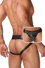 Men Jockstrap Wet Look Faux Leather Sexy Bikini G-string Thong Underwear Thong, snaar price