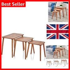 Nesting Coffee Tables Set of 3 Wooden End Tables Brown Storage Space-Saving Nesting Tafels price