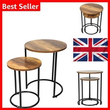 YORKSHIRE HOMEWARE Nesting Coffee Tables Set of 2 Black Metal Frame Rustic Br... Nesting Tafels price