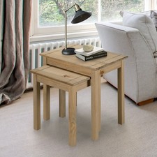 Panama Nest of Tables Solid Pine Wood Waxed Oak Finish Side Table Coffee Nesting Tafels price