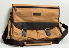 Eddie Bauer Mens Messenger Bag Field Laptop Briefcase Brown Canvas Leather Trim Heren Messenger Tas price